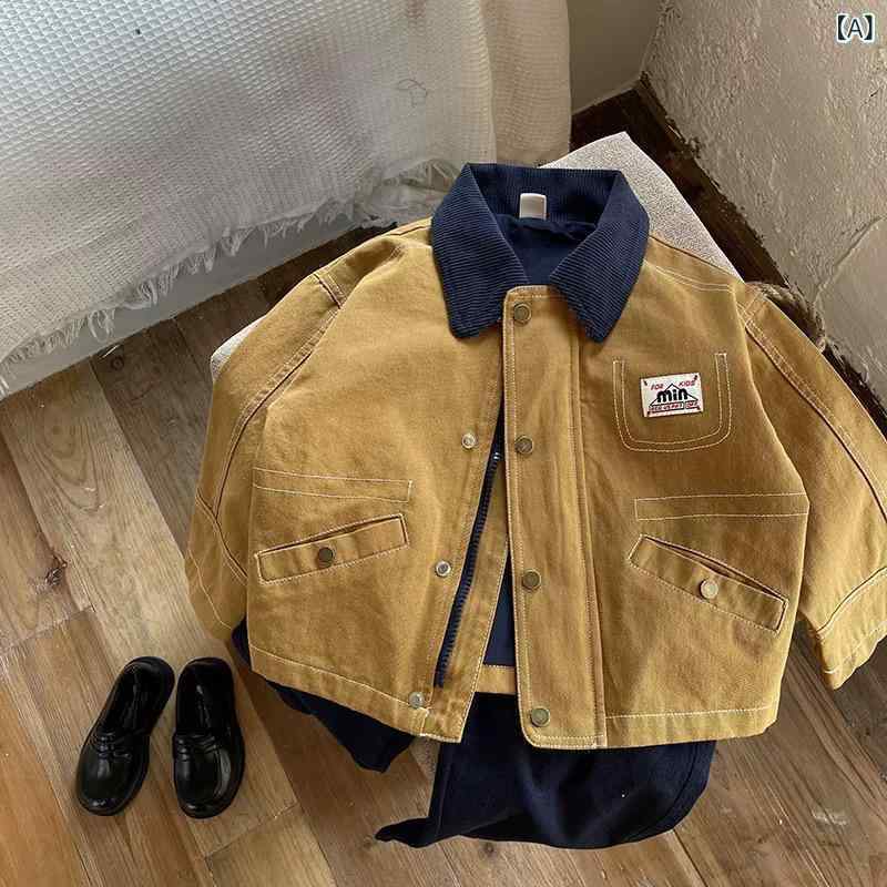 ジャケット キッズ 男の子 春秋 アウター 綿混 ワークジャケット 子供服 スイング...