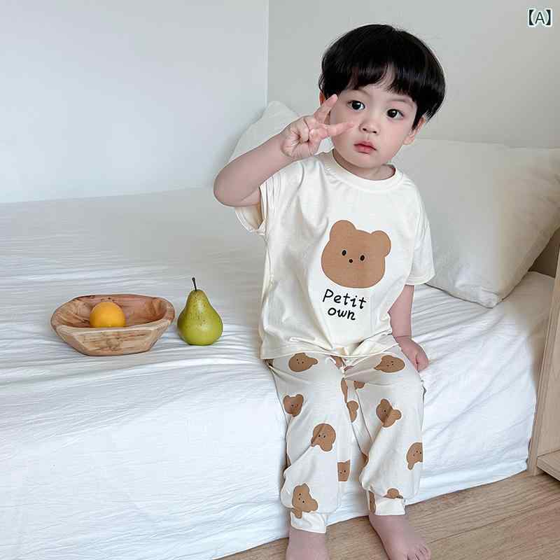 ・カテゴリ: 子供用ルームウェア・主な素材: 綿 95%・スタイル: 韓国風・厚さ: 薄手・柄: キャラクター、プリント・機能: 吸湿速乾・カラー展開: ビリ熊、便利狗、飛行員、オレンジ、ロロ兎、チチ熊、竹子熊、自撮り狗・サイズ展開: 90cm、100cm、110cm、120cm、130cm、140cm、150cm・対象年齢: 8歳以上（身長140cm以上）