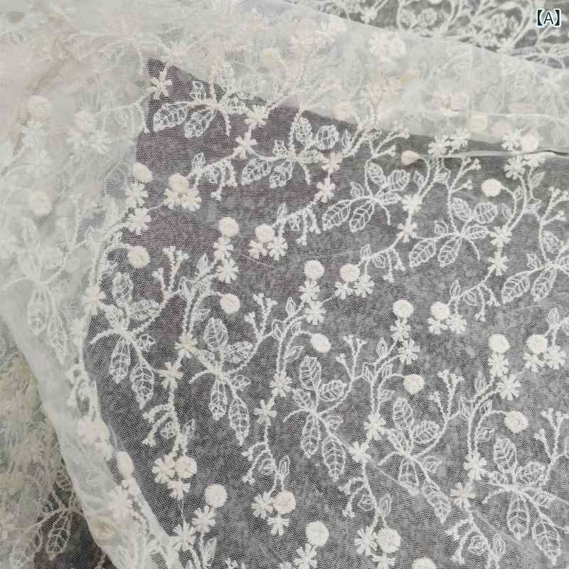生地 レース メッシュ コットン 刺繍 ボヘミアン リーフ柄 水溶性レース 手芸 ハンドメイド 資材 ドレス シャツ ワンピース カーテン ソファカバー マルチカバー テーブルクロス 幅130cm 春夏