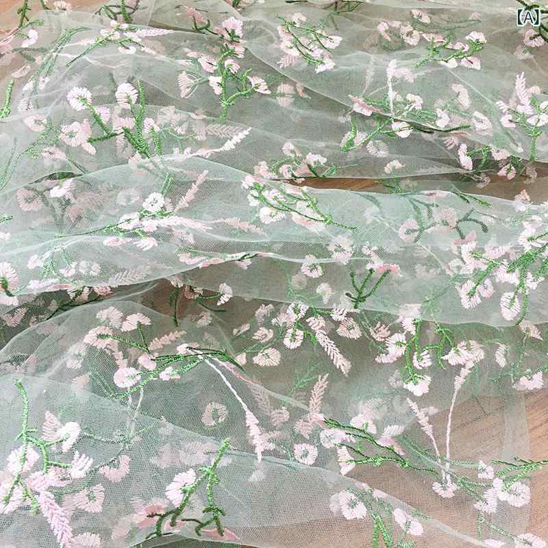 布料 刺繍 生地 手芸 メッシュ チュール レース 迎春花 植物 花柄 シースルー 軽量 薄手 春夏 ドレス シャツ 舞台衣装 ソファーカバー テーブルクロス インテリア ハンドメイド 緑 白 黒 白 黒 白 黒 白 黒 白 黒 白 黒 白 黒 白 黒