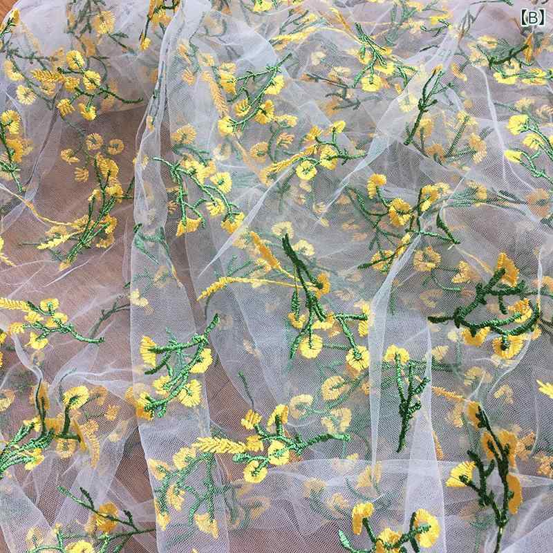 セキュアデポの布料 刺繍 生地 手芸 メッシュ チュール レース 迎春花 植物 花柄 シースルー 軽量 薄手 春夏 ドレス シャツ 舞台衣装 ソファーカバー テーブルクロス インテリア ハンドメイド 緑 白 黒 白 黒 白 黒 白 黒 白 黒 白 黒 白 黒 白 黒｜アングル2
