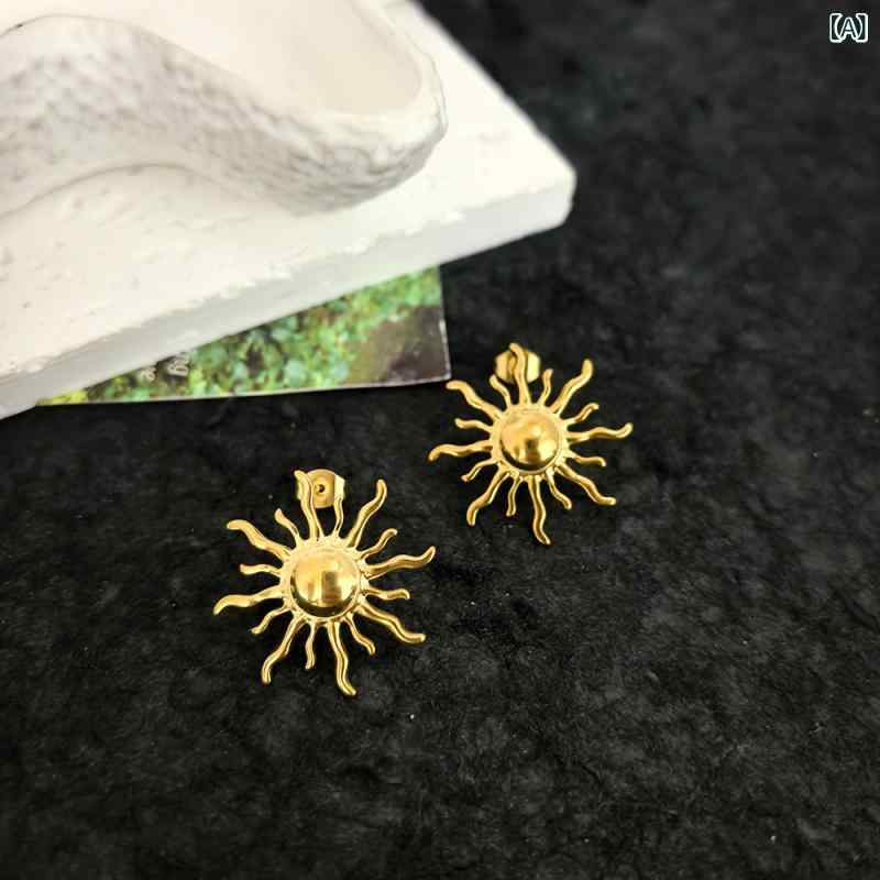 ピアス レディース 金属アレルギー対応 太陽フラワー サンシャイン 大ぶり チタン ...