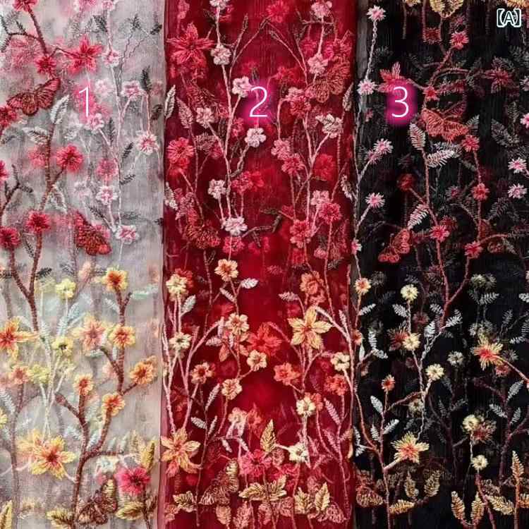 ・成分: ポリエステル・幅: 150cm・刺繍工芸: コンピュータ刺繍・用途: シャツ、ウェディングドレス、寝具、ルームウェア、バッグ、カーテン、キャミソール、ワンピース、ファッション、チャイナドレス、装飾布、舞台衣装、クッション・抱枕、テーブルクロス・デザインスタイル: 繊細な花柄・トレンド要素: さわやか・カラー展開: 1、2、3