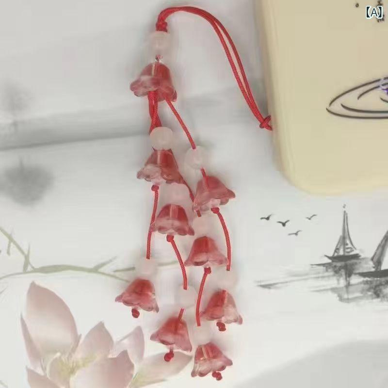 スマホストラップ レディース スズラン 鈴蘭 花 チャーム キーホルダー バッグチャ...
