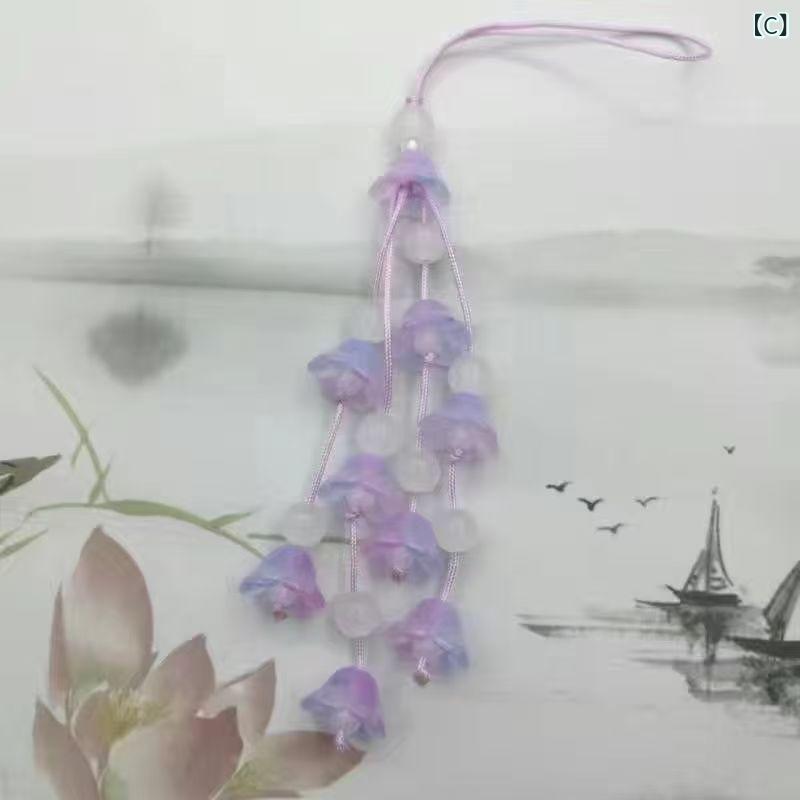 スマホストラップ レディース スズラン 鈴蘭 花 チャーム キーホルダー バッグチャ...