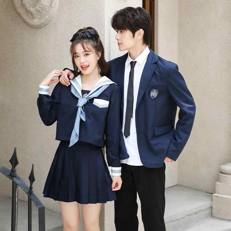 セットアップ レディース 制服 JK風 水手服 セーラー服 長袖 プリーツスカート ネイビー 通学  ...