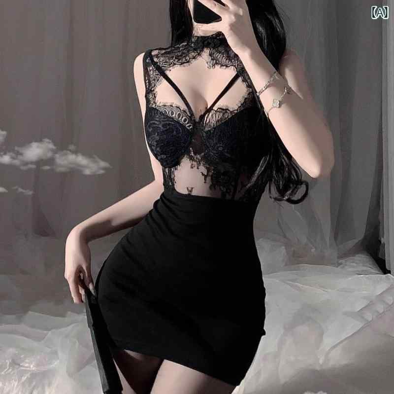 ワンピース レディース セクシーランジェリー タイト 長袖 ミニ丈 透け感 シースル...