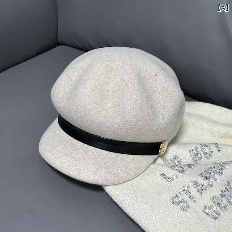 ・カテゴリ: 八角帽・帽子のつば: 短つば・カラー展開: アイボリー、ブラック、カーキ・サイズ展開: M（56-58cm）・機能: 保暖、遮光・スタイル: ビジネス、万能、エレガント、ミニマル、カジュアル、スポーツ、オフィス、シンプル、欧米風、シック、高級感・素材: 羊毛・加工: プリーツ