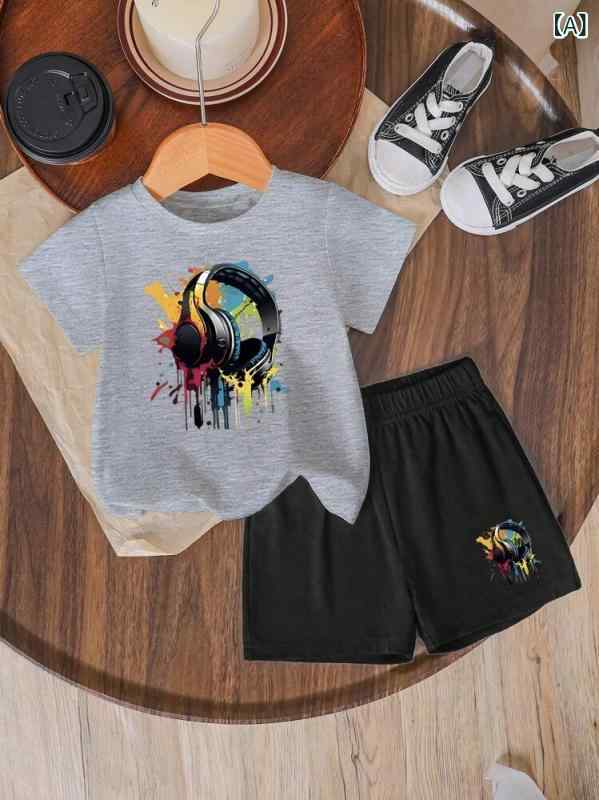 ・カテゴリ: 子供用Tシャツセット・性別: 男女兼用・スタイル: カジュアル・ネックライン: クルーネック・袖丈: 半袖・フード: なし・主な素材: ポリエステル・素材割合: 95%以上・デザイン特徴: スポーツ、漫画、可愛い、トレンド、欧米風・カラー展開: ライトグレーTシャツ、ブラックショートパンツ・サイズ展開: 100cm、110cm、120cm、130cm、140cm、150cm、160cm