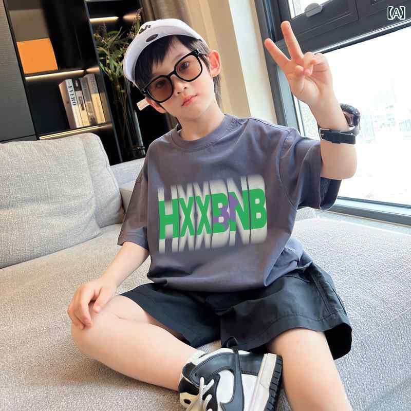 ・カテゴリ: 子供用Tシャツ・対象性別: 男の子・スタイル: 韓国風・フード: なし（フードなし）・袖丈: 半袖・対象年齢: 中大童（8歳以上、身長140cm以上）・生地加工: 柔軟加工・柄: キャラクター、プリント・主な素材: ポリエステル・素材含有量: 97%・安全基準: B類・ネックライン: クルーネック・カラー展開: ダークグレー・サイズ展開: 身長110cm、120cm、130cm、140cm、150cm、160cm、170cm