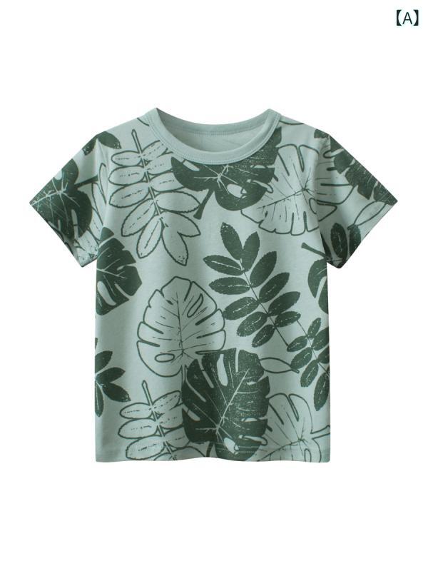 ・カテゴリ: 子供用Tシャツ・対象性別: 男の子・スタイル: 韓国風・フード: なし・袖丈: 半袖・対象年齢: 中小の子供（3〜8歳、100〜140cm）・生地加工: 柔軟処理・柄: キャラクター・主な素材: 綿 ・安全基準: A類・ネックライン: クルーネック・カラー展開: グリーン・サイズ展開: 90cm、100cm、110cm、120cm、130cm、140cm