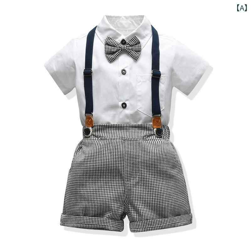 ・カテゴリ: 子供服セットアップ・対象性別: 男の子・スタイル: 韓国風・セット内容: トップス、ボトムスの2点セット・袖丈: 半袖・パンツ丈: ショートパンツ・厚さ: 普通・柄: 無地・主な素材: 綿（90%）・安全基準: B類・前開き仕様: シングルブレスト・カラー展開: ホワイト、ライトブルー・対応身長: 70cm、80cm、90cm、100cm、110cm、120cm、130cm、140cm、150cm、160cm