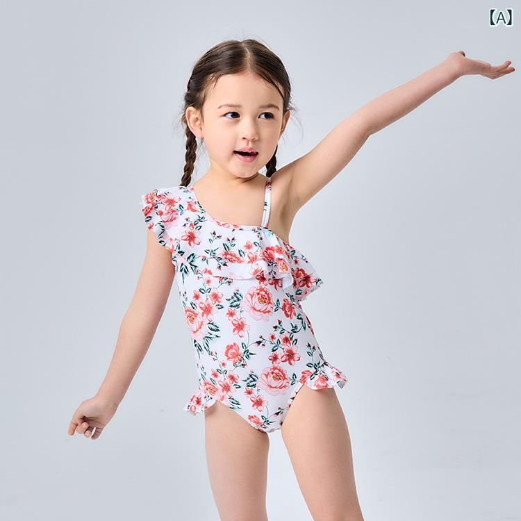 水着 キッズ 女の子 ワンピース 子供用 フリル 花柄 スイムウェア バッククロス か...