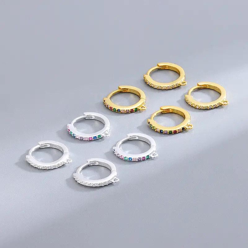 ピアス レディース フープ 金属アレルギー対応 キュービックジルコニア 手作り アクセサリー パーツ 丸型 電気メッキ加工 真鍮 ゴールド ハンドメイド 資材 ジュエリー