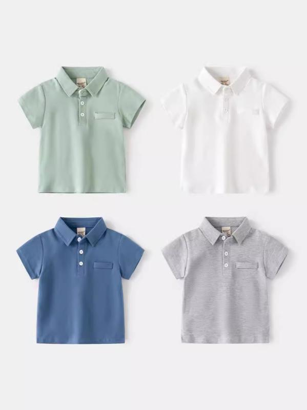POLOシャツ キッズ 男の子 春夏 コットン混 半袖 トップス カジュアル 無地 刺繍 襟付き 涼しい 通気性 子供服