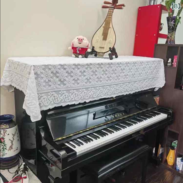 セキュアデポのピアノカバー 電子ピアノカバー 防塵カバー レース おしゃれ 北欧風 鍵盤カバー テーブルクロス マルチカバー アップライトピアノ キーボードカバー｜アングル3