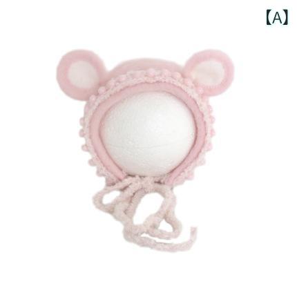 ベビー帽子 新生児 フォトプロップス 記念撮影 撮影小物 赤ちゃん スタジオ 羊毛フェルト 手作り ハンドメイド かわいい ピンク