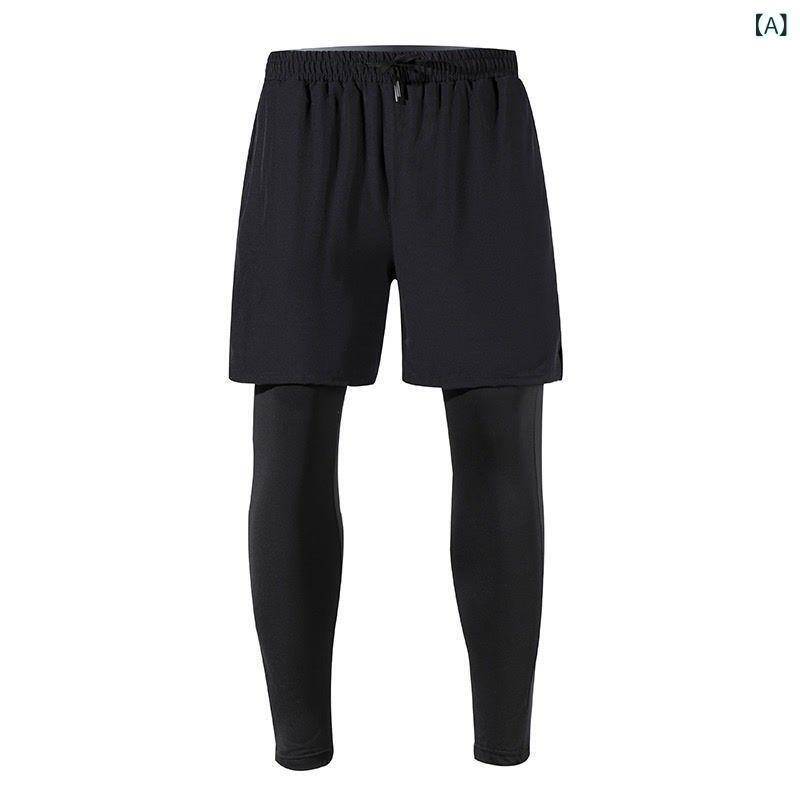 パンツ メンズ スポーツ ランニング フィットネス レギンス スパッツ 一体型 重ね...
