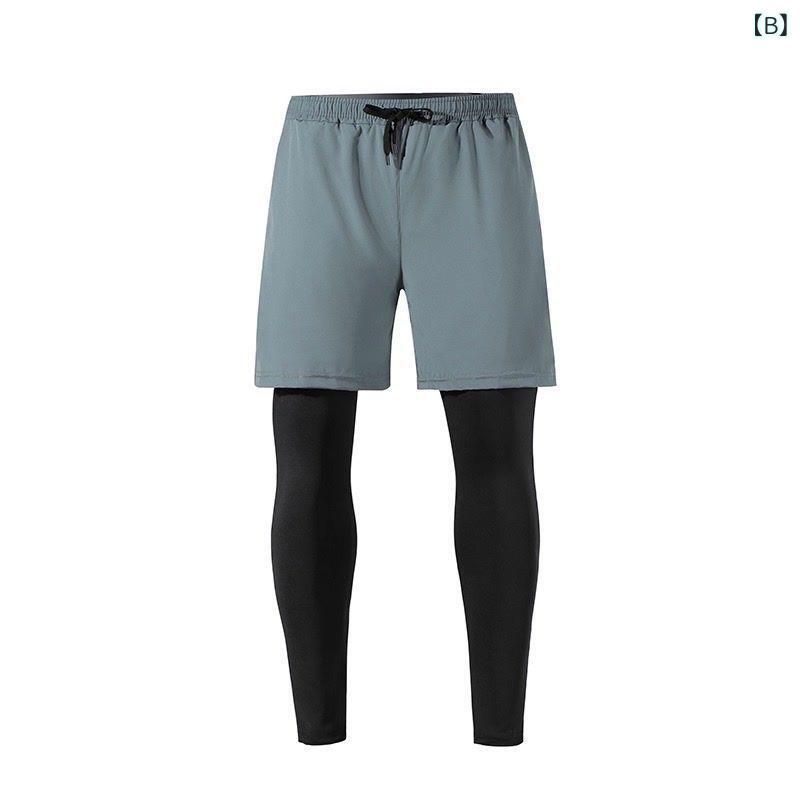 パンツ メンズ スポーツ ランニング フィットネス レギンス スパッツ 一体型 重ね...