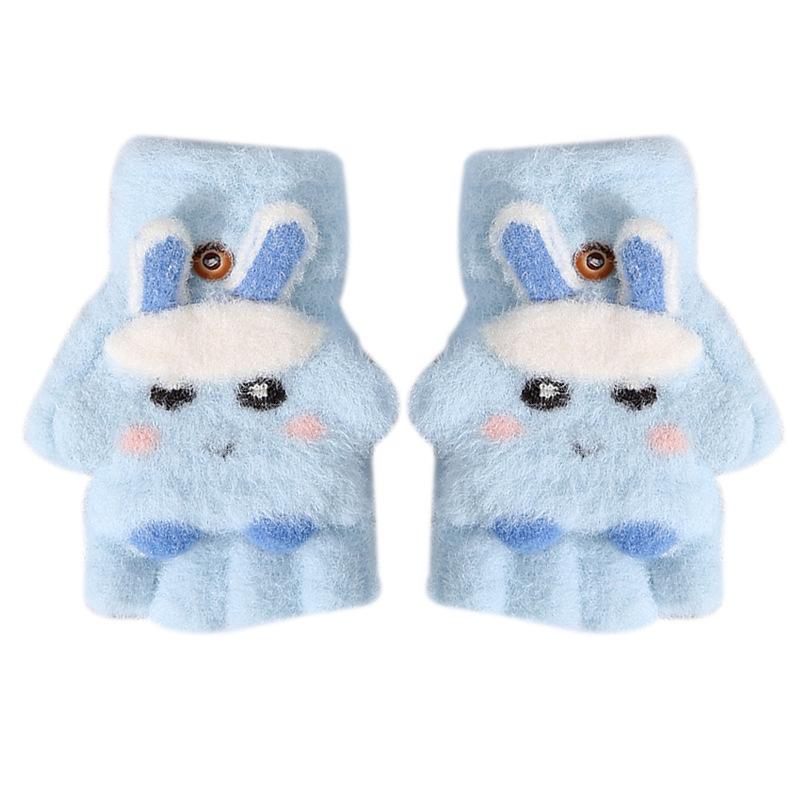 手袋 キッズ 女の子 秋 冬 防寒 厚手 2WAY ミトン 半指 指なし キャラクター ボア 暖かい 自転車 通学