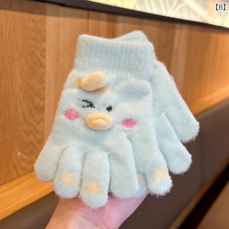 手袋 キッズ 子供用 防寒 手袋 裏起毛 暖かい 5歳から15歳 ニット かわいい キャラ...