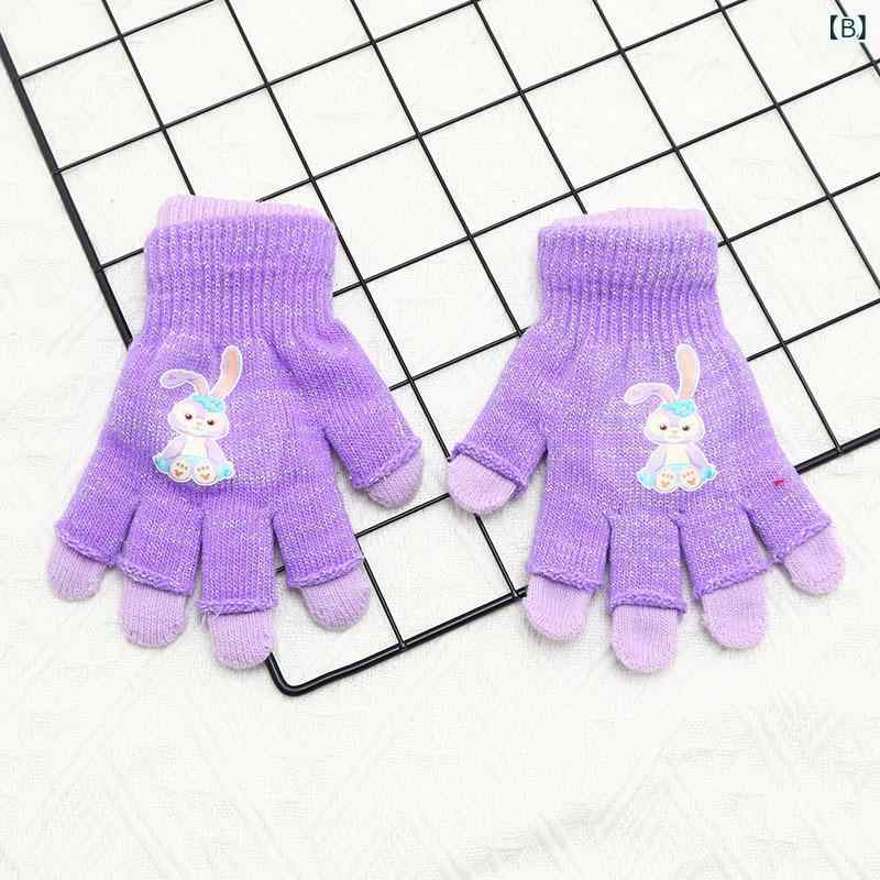 手袋 キッズ 女の子 男の子 秋冬 裏起毛 二重 防寒 保暖 ニット 3才 4才 5才 6才 7...