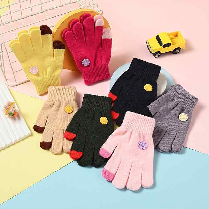 手袋 キッズ 子供 3才 4才 5才 6才 冬 防寒 保暖 ニット 5本指 配色 かわいい アウトドア 通園 幼稚園 男の子 女の子