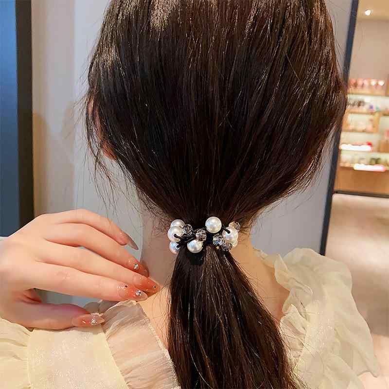 ヘアゴム レディース 髪留め 髪飾り 2way ブレスレット 珍珠 パール ラインストーン ビーズ 伸縮 ゴム ヘアアクセサリー まとめ髪 ポニーテール お呼ばれ フォーマル 上品 エレガント