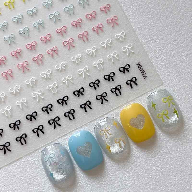ネイルシール レディース 立体 3D 浮雕 ぷっくり 蝶々結び リボン かわいい シンプ...