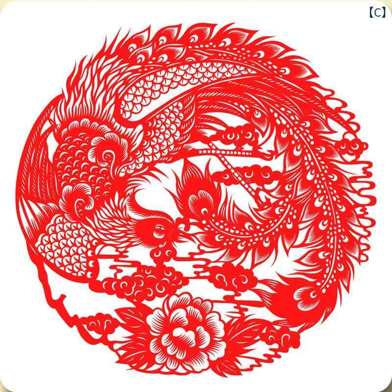 セキュアデポの飾り画 切り絵 中国伝統工芸 蔚县剪紙 宣紙 窓花 竜 鳳凰 縁起物 アートフレーム 和モダン 壁掛け 飾り物 インテリア アジアン 雑貨｜アングル3