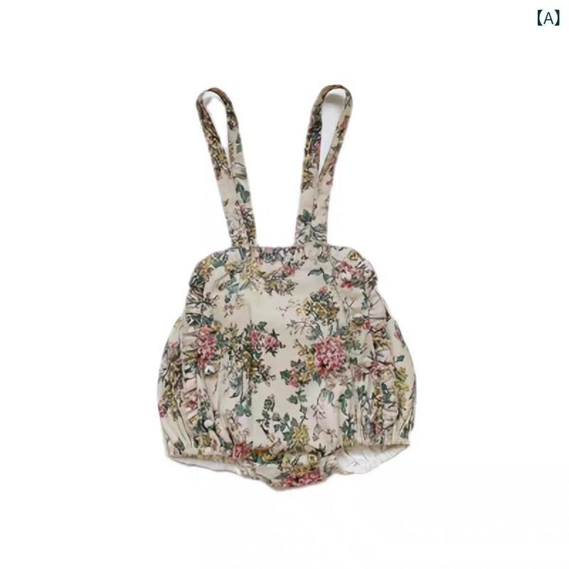 サロペット ベビー 女の子 コットン 花柄 チュール レース 切り替え ショートパン...