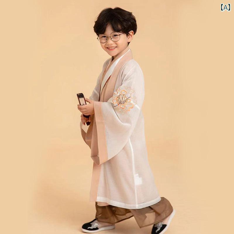 ・カテゴリ: 子供用唐装・スタイル: 中国風・柄: 動物・裏地タイプ: ポリエステル裏地・セット内容: セットアップ・主な素材: ポリエステル・素材含有量: ・生地加工: 柔軟加工・厚さ: 普通・スタイル仕様: 唐装・対象性別: 男児・安全基準: A類・カラー展開: 逍遥游ブラウン2点セット＋ブラウンパンツ、逍遥游ライトカラー2点セット＋ブラウンパンツ、逍遥游ブラウン2点セット、逍遥游ライトカラー2点セット・サイズ展開: 110cm、120cm、130cm、140cm、150cm、160cm・対象年齢: 8歳以上（身長140cm以上）