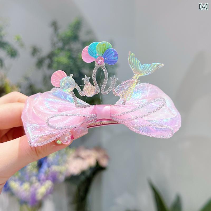 ヘアクリップ キッズ 女の子 髪飾り 贝殻 魚の尾 モチーフ かわいい スパンコール キラキラ ヘアアクセサリー 髪留め プリンセス ヘアピン