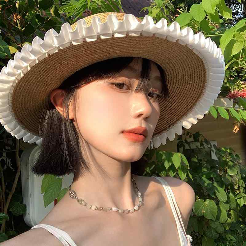 ・カテゴリ: 草帽・デザイン要素: 蝶結び・帽子のトップスタイル: ・つばのスタイル: つばなし・カラー展開: ホワイト、ブラック、ピンク・サイズ展開: M（56—58cm）・機能: 防錆、通気性、遮光・スタイル: 田園風・スタイル分類: 清新、甘め・加工技術: 拓印
