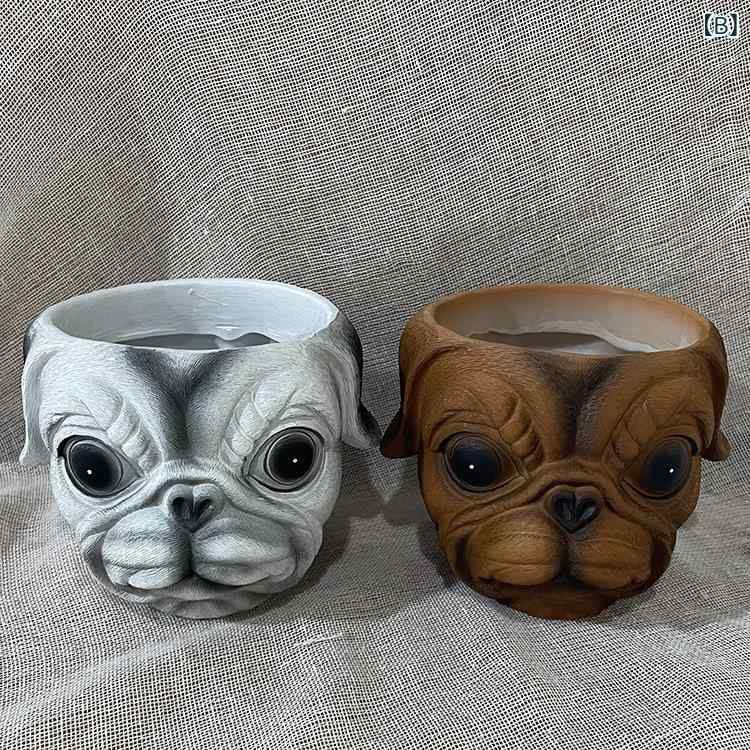 セキュアデポの花盆 ミニ 樹脂 かわいい 犬 動物 植木鉢 プランター 卓上 筆立て 置物 ガーデニング インテリア オフィス オブジェ 丈夫 耐久性｜アングル2