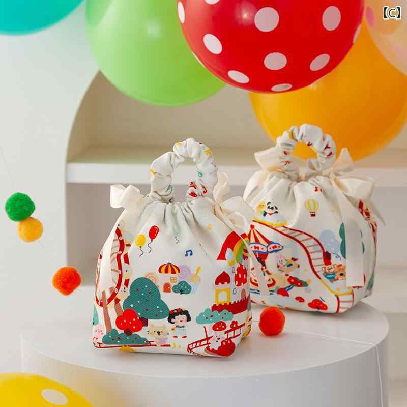 セキュアデポのギフトバッグ キッズ 丸型 巾着袋 ベルベット かわいい 出産祝い お祝い 誕生日 プレゼント ラッピング｜アングル3