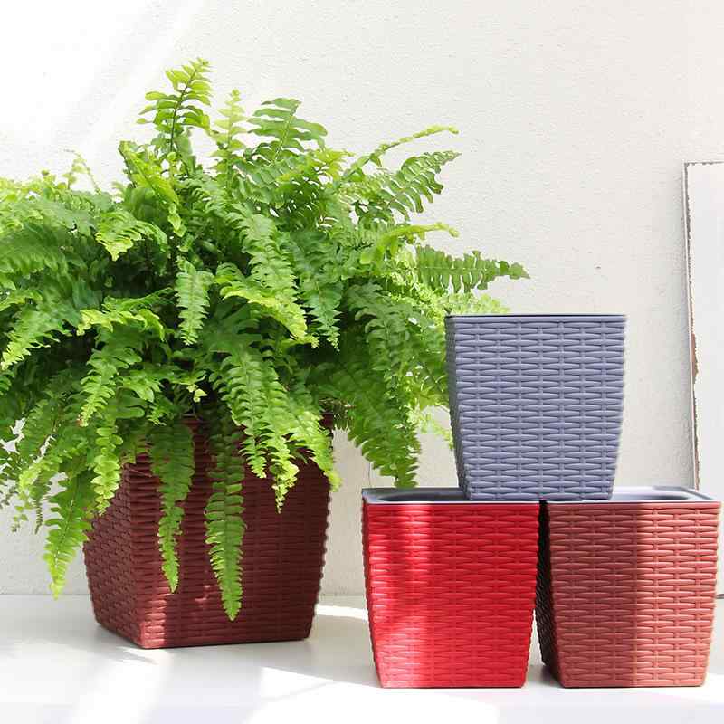 花盆プランター自給水植木鉢ラタン調...