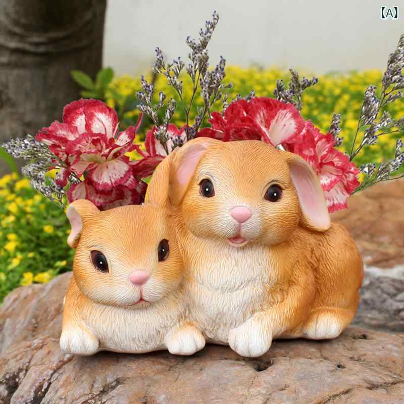 花盆 観葉植物用 樹脂製 ナマケモノ ウサギ キャラクター 植木鉢 卓上 室内 園芸 プランター ミニ 排水穴付き 多肉植物 サボテン 鉢植え ガーデニング 置物 オブジェ インテリア おしゃれ かわいい