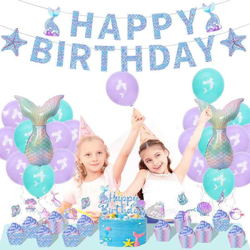 バルーン セット キッズ 女の子 人魚 マーメイド パーティー デコレーション 風船 誕生日 ガーランド 飾り付け かわいい 豪華 空間装飾 カラフル