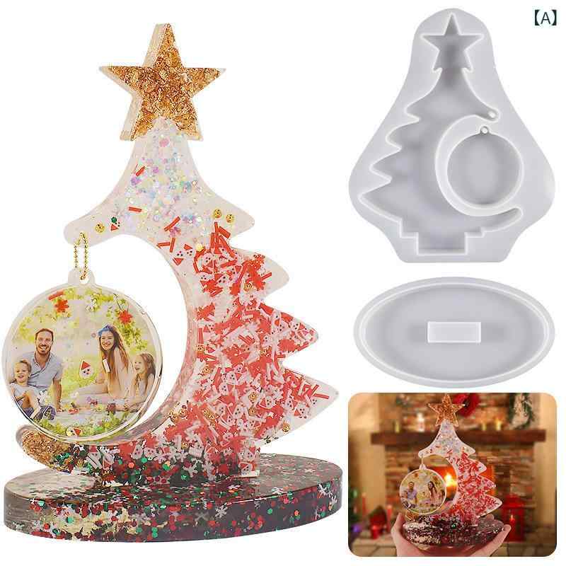 セキュアデポのシリコンモールド クリスマスツリー 写真立て 3D 立体 エポキシ樹脂 ハンドメイド 手作り DIY 卓上 飾り デコレーション レジン レジン型 クリスマス｜アングル2
