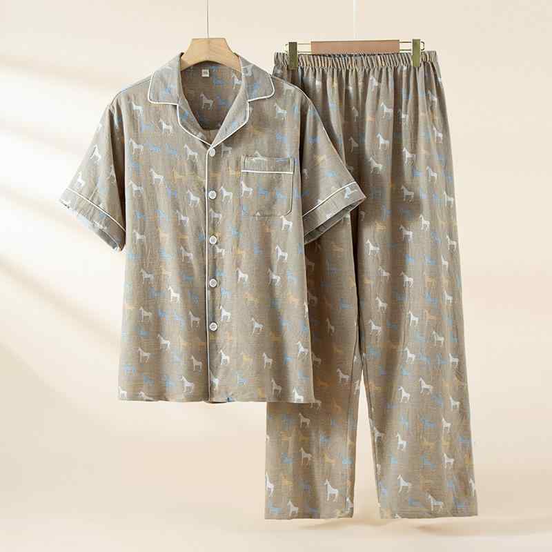 ・カテゴリ: パジャマ・スタイル: カートゥーン・主な素材: 綿・厚み: 薄手 (121-140g/平方メートル)・襟型: ラペル・袖丈: 三分袖・パンツ丈: ロング・カラー展開: 馬到成功・サイズ展開: M、L、XL、XXL
