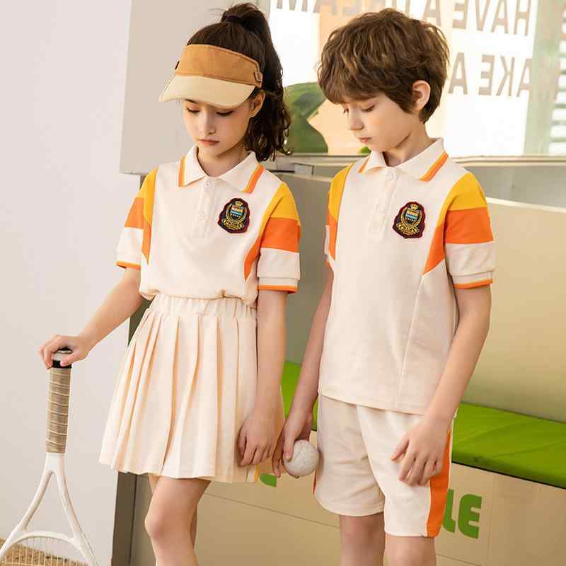 ・カテゴリ: 制服・スタイル: 韓国風・性別: 男女共用・前ボタン: シングル・主な素材: 綿80%・セット内容: 半袖+スカート・サイズ展開: 100cm、110cm、120cm、130cm、140cm、150cm、160cm、170cm、180cm、190cm・対象年齢: 8歳以上