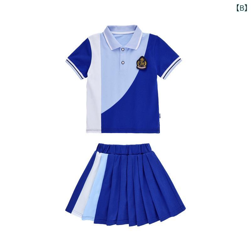セキュアデポのセットアップ キッズ 男女兼用 半袖 ハーフパンツ スカート 2点セット 野球 学院風 校服 体操着 運動会 柔らかい 吸汗速乾 通気性 ジュニア カジュアル｜アングル3