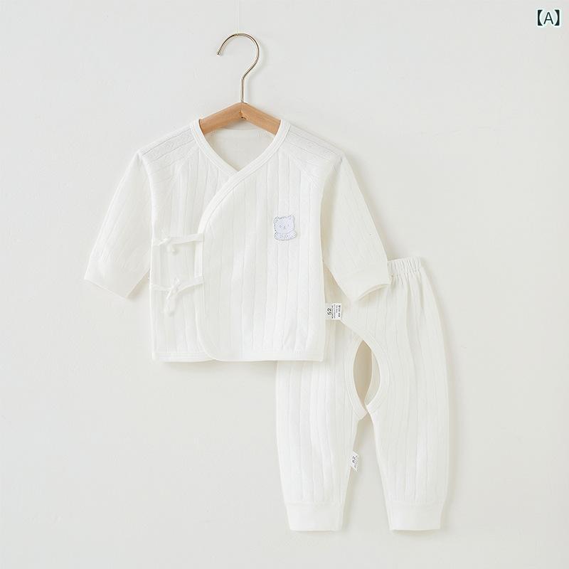 ベビーパジャマ キッズ 新生児 コットン 前開き 長袖 トップス パンツ セットアッ...
