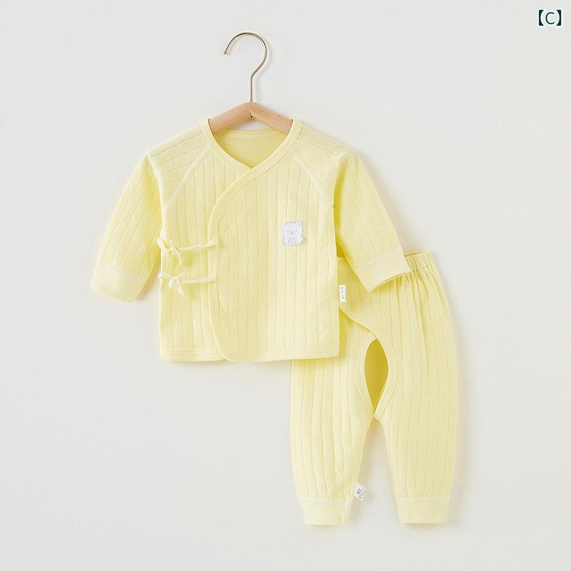 ベビーパジャマ キッズ 新生児 コットン 前開き 長袖 トップス パンツ セットアッ...