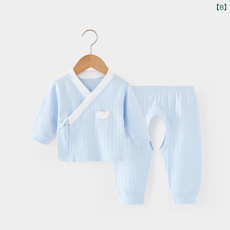 ベビー服 ベビー 新生児 肌着セット 2点セット 長袖 コットン 敏感肌 前開き Vネッ...