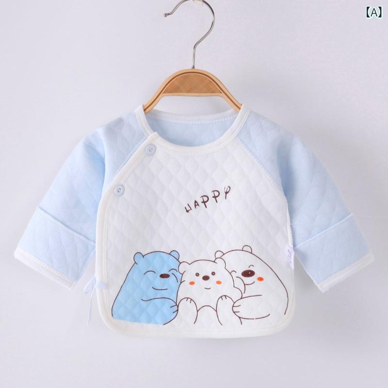 ベビー服 ベビー 長袖シャツ インナー コットン 前開き 肌着 半背衣 赤ちゃん 新生児 トップス 春秋 保暖 通気性 かわいい