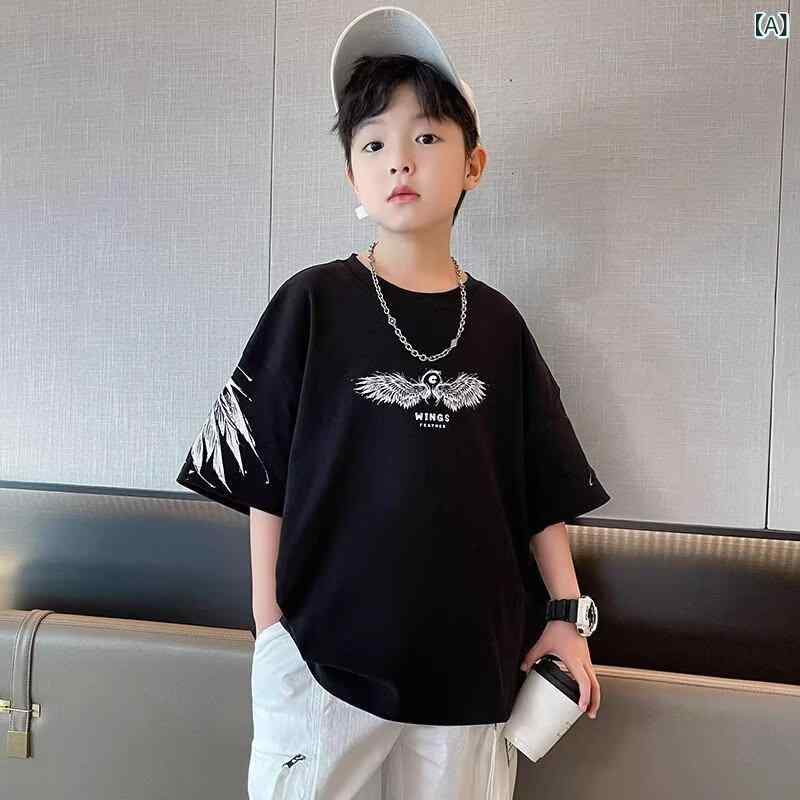 ・カテゴリ: キッズTシャツ・スタイル: ベーシック・主な素材: 綿30-90%・ネックライン: クルーネック・袖丈: 半袖・柄: カートゥーン・機能: 吸湿速乾・カラー展開: ブラック、ホワイト・サイズ展開: 120cm、130cm、140cm、150cm、160cm、170cm