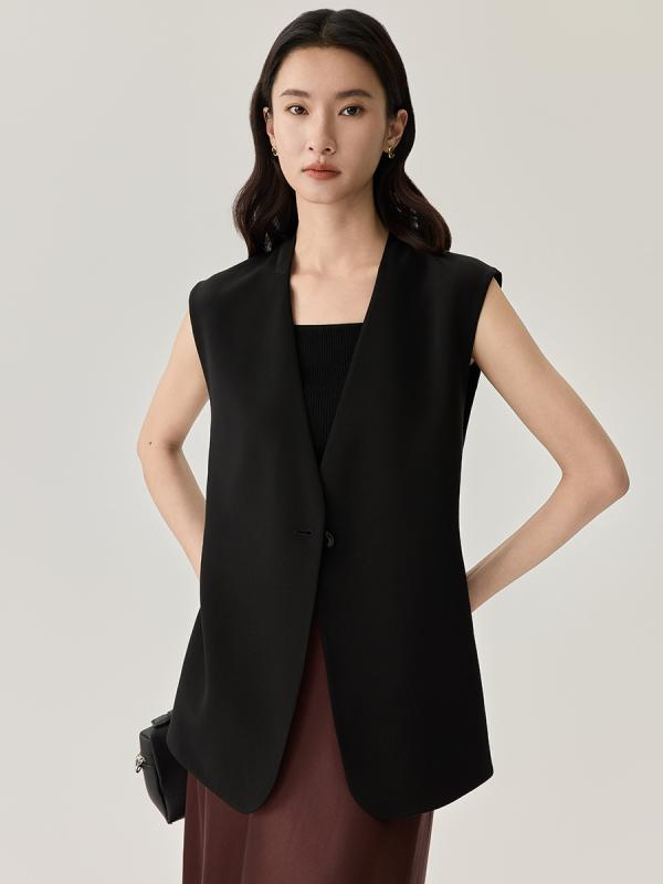 ・カテゴリ: ベスト・ネックライン: Vネック・柄: 無地・主な素材: 絹95%以上・サイズ展開: M、L、XL、XXL・スタイル: 通勤・シルエット: 標準・対象: 女性