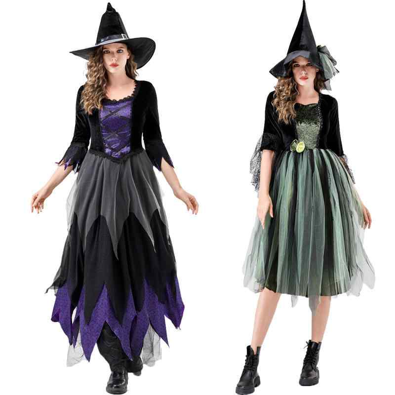 コスプレ衣装 レディース 万聖節 ハロウィン 魔女 ウィッチ ドレス 帽子 2点セット ホラー セクシー 舞台衣装 パーティー 演出服 イベント クラブ キャバ 仮装 大人用